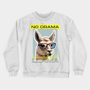 No Drama Llama Funky Alpaca with Sunglasses Yellow Black Crewneck Sweatshirt